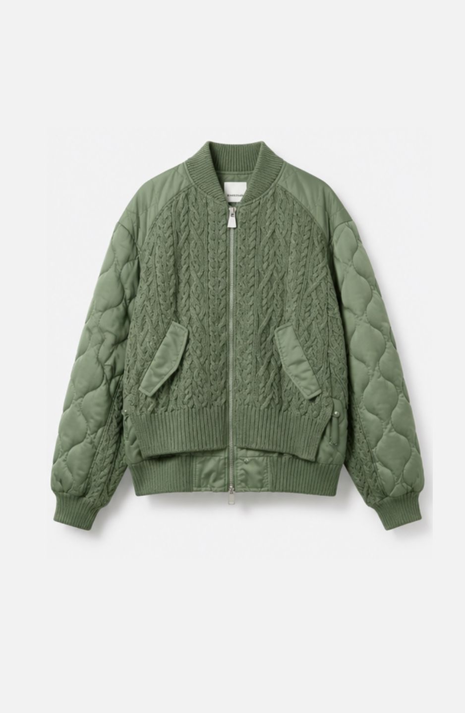 Cable Knit Quilted Bomber Jacket - Image 5