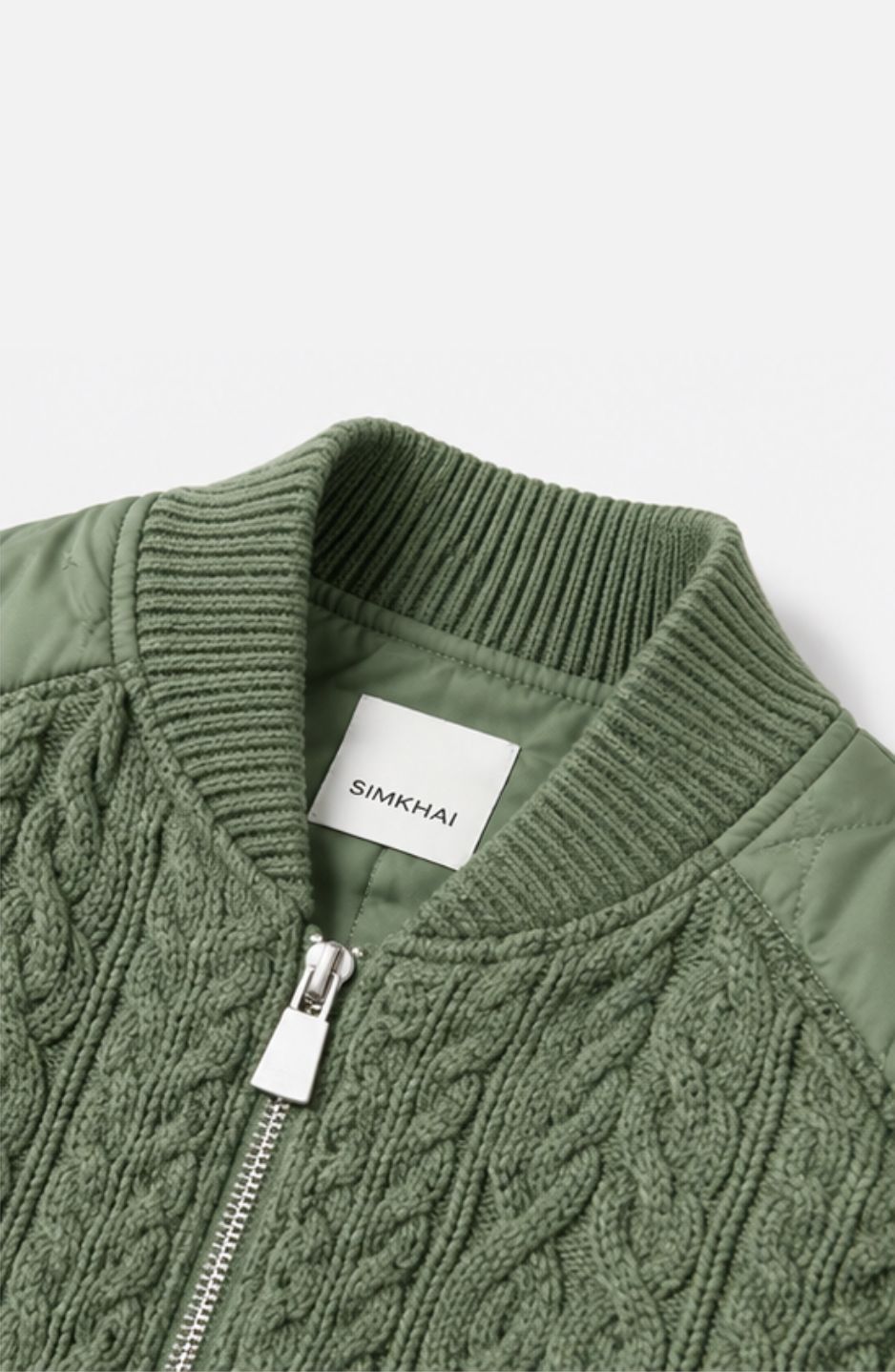 Cable Knit Quilted Bomber Jacket - Image 4