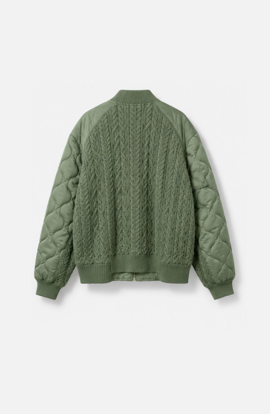 Cable Knit Quilted Bomber Jacket - Image 3