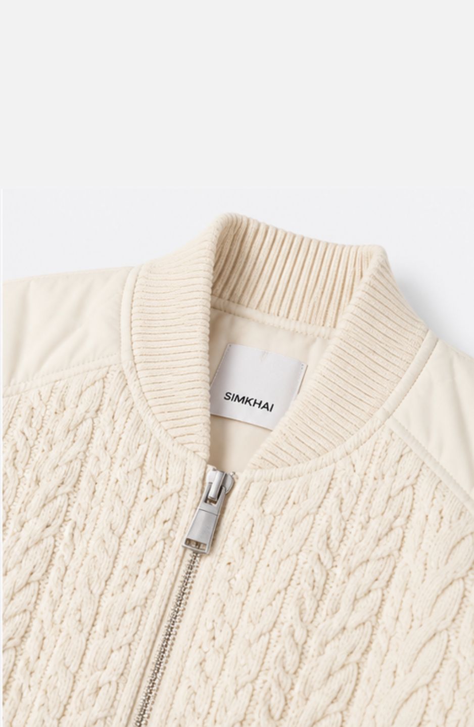 Cable Knit Quilted Bomber Jacket - Image 8
